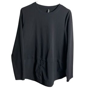 Athleta Black Long Sleeve Crew Neck Sweatshirt
